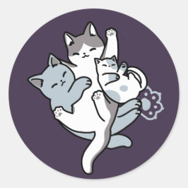 Meow Pounce Snuggle - Niedliche schlafende Katzen Runder Aufkleber