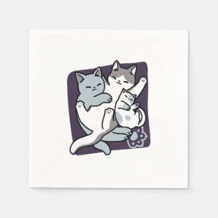 Meow Pounce Snuggle - Niedliche schlafende Katzen Serviette