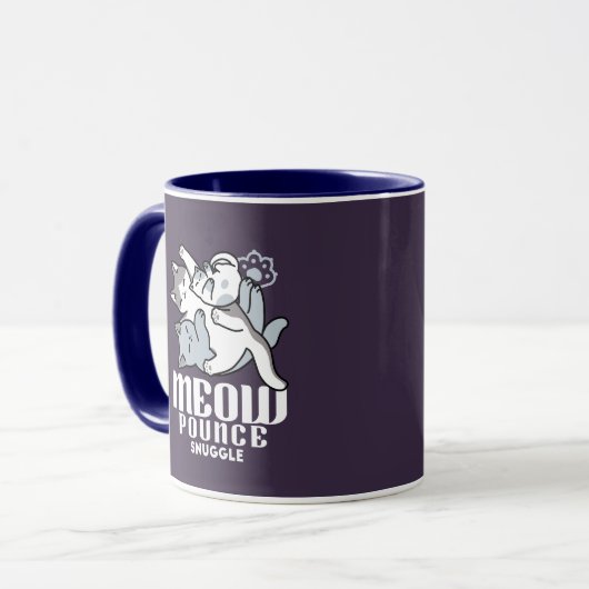 Meow Pounce Snuggle - Niedliche schlafende Katzen Tasse (Vorderseite Links)