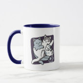 Meow Pounce Snuggle - Niedliche schlafende Katzen Tasse (Links)