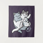 Meow Pounce Snuggle - Niedliche schlafende Katzen Wandteppich (Vorderseite)