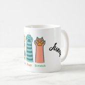 Meow Purr Scratch - Niedliche Funny Cat Paw Tasse (VorderseiteRechts)