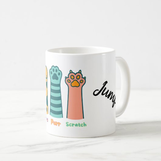 Meow Purr Scratch - Niedliche Funny Cat Paw Tasse (VorderseiteRechts)