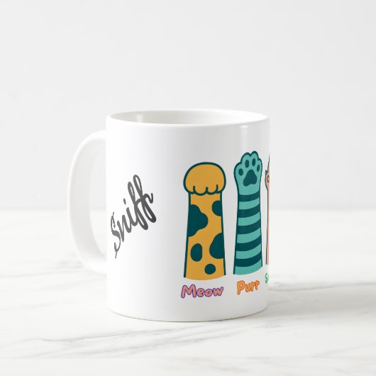 Meow Purr Scratch - Niedliche Funny Cat Paw Tasse (Vorderseite Links)
