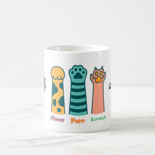 Meow Purr Scratch - Niedliche Funny Cat Paw Tasse (Mittel)
