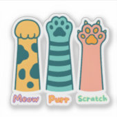 Meow – Purr – Scratch stickers Aufkleber (Vorderseite)