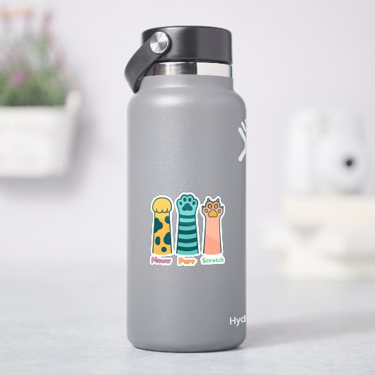 Meow – Purr – Scratch stickers Aufkleber (HydroFlask)