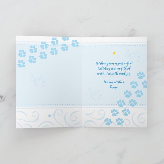 MEOW Red Paw Katze Weihnachten Mitten glückliche T Karte (Innenseite)