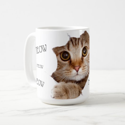 Meow Riech Nip Funny Cat Foto Kaffeetasse (Vorderseite Links)
