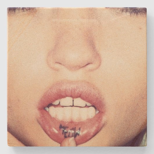 "Meow-" Sandstein Steinuntersetzer (Vorderseite)