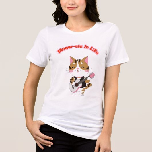 Meow-sic Is Life Funny Cat Tri-Blend Shirt (Vorderseite)