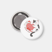 Meow Sie Niedlich Cat Valentinstag Magnet (Vorderseite/Rückseite)