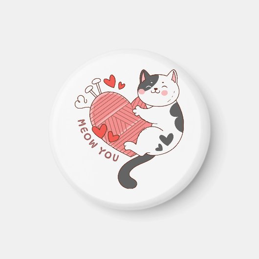 Meow Sie Niedlich Cat Valentinstag Magnet (Vorne)