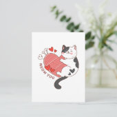 Meow Sie Niedlich Cat Valentinstag Postkarte (Stehend Vorderseite)