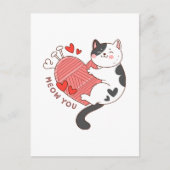 Meow Sie Niedlich Cat Valentinstag Postkarte (Vorderseite)