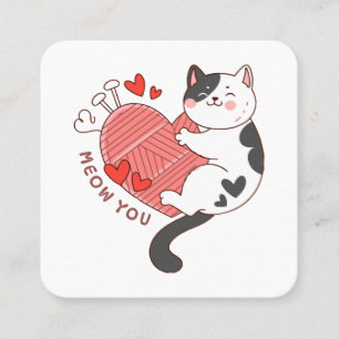 Meow Sie Niedlich Cat Valentinstag Quadratische Visitenkarte