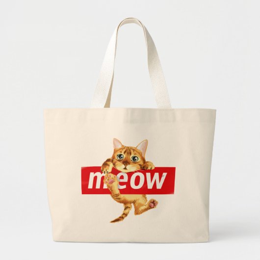 Meow Sign Kitty Design Jumbo Stoffbeutel (Vorne)