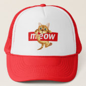 Meow Sign Kitty Design Truckerkappe (Vorderseite)