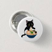 Meow-tastic Ramen Fest: Niedliches Cat-Abzeichen Button (Vorne & Hinten)