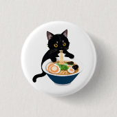 Meow-tastic Ramen Fest: Niedliches Cat-Abzeichen Button (Vorderseite)