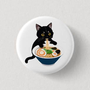 Meow-tastic Ramen Fest: Niedliches Cat-Abzeichen Button