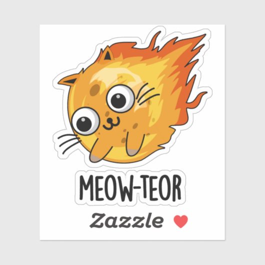 Meow-teor Funny Meteor Pun Aufkleber (Blatt)