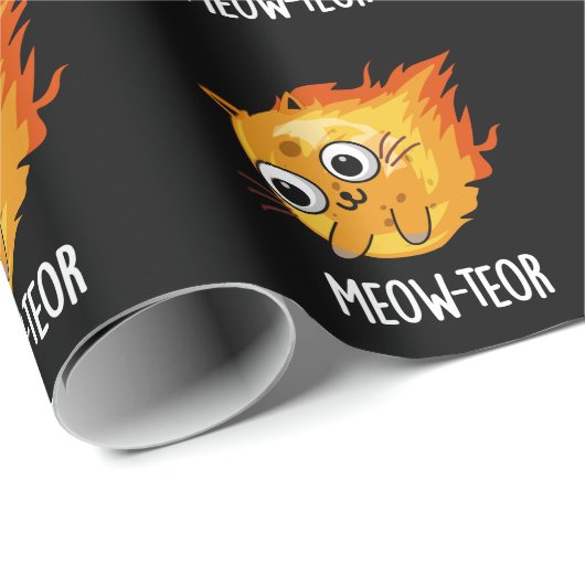 Meow-teor Funny Meteor Pun Dark BG Geschenkpapier (Rolleneckpunkt)