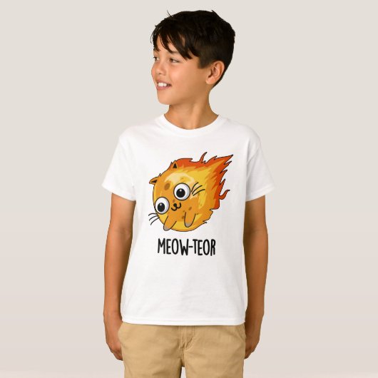 Meow-teor Funny Meteor Pun T-Shirt (Vorne ganz)