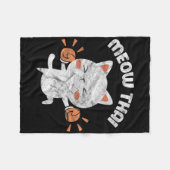 Meow Thai Funny Cat Kitten Martial Art Kickboxing  Fleecedecke (Vorderseite (Horizontal))