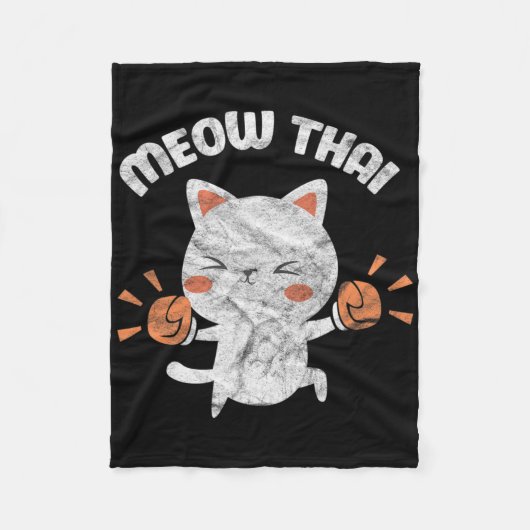 Meow Thai Funny Cat Kitten Martial Art Kickboxing  Fleecedecke (Vorderseite)