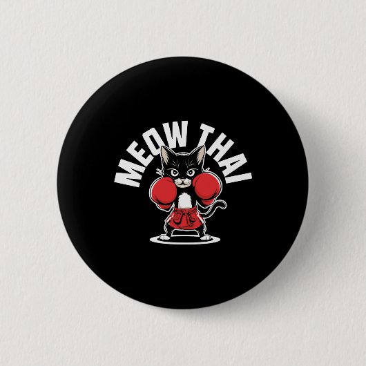 Meow Thai Muay Thai Boxing Cat Martial Arts Mixed  Button (Vorderseite)