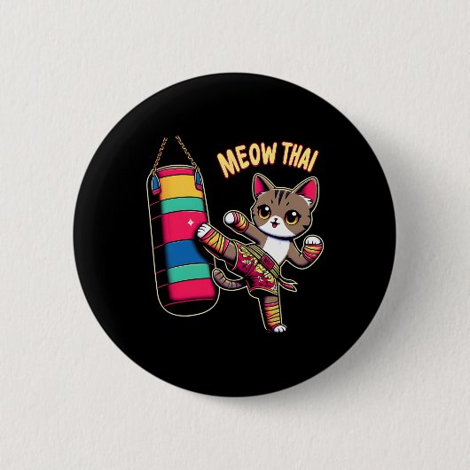 Meow Thai Muay Thai Cat Kickboxing For Men Women K Button (Vorderseite)