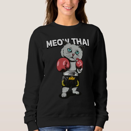 Meow Thai Muay Thai Cat Thai Boxing Fighter Champi Sweatshirt (Vorderseite)