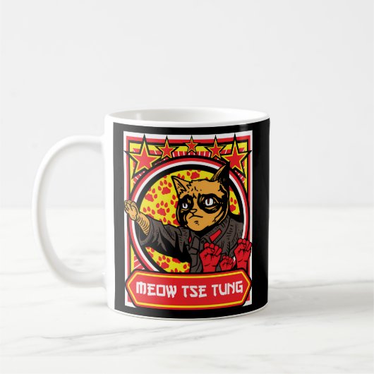 Meow Tse Chinese Mao Zedong Vorsitzender Kitten M Kaffeetasse (Links)