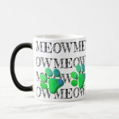 MEOW Typografie Green Blue Cat Paw Print Pet Spaß Verwandlungstasse (Links)
