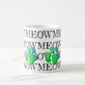 MEOW Typografie Green Blue Cat Paw Print Pet Spaß Verwandlungstasse (Mittel)