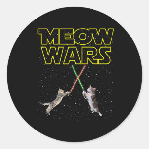Meow Wars Cat Shirt Funny Gips für Katzen Liebhabe Runder Aufkleber