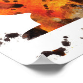 Meow Wasserfarbe - orange, schwarz, gelb Poster (Ecke)