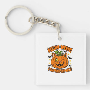 Meow Ween Kürbis Purrfect Süße Katze Halloween T-S Schlüsselanhänger