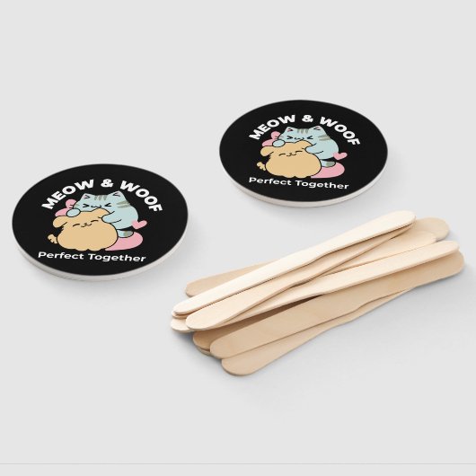 Meow & Woof perfekt zusammen - Niedliche Katze und Fächer (Non-assembled)