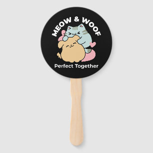 Meow & Woof perfekt zusammen - Niedliche Katze und Fächer