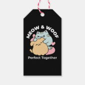 Meow & Woof perfekt zusammen - Niedliche Katze und Geschenkanhänger (Vorderseite)