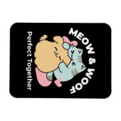 Meow & Woof perfekt zusammen - Niedliche Katze und Magnet (Horizontal)