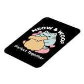 Meow & Woof perfekt zusammen - Niedliche Katze und Magnet (Linke Seite)