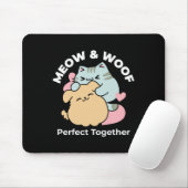 Meow & Woof perfekt zusammen - Niedliche Katze und Mousepad (Mit Mouse)