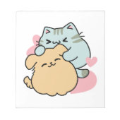 Meow & Woof perfekt zusammen - Niedliche Katze und Notizblock (Vorderseite)