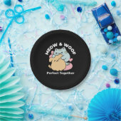 Meow & Woof perfekt zusammen - Niedliche Katze und Pappteller (Party)