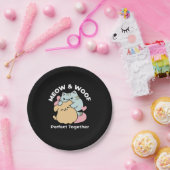 Meow & Woof perfekt zusammen - Niedliche Katze und Pappteller (Party)