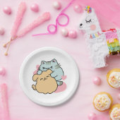 Meow & Woof perfekt zusammen - Niedliche Katze und Pappteller (Party)