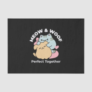 Meow & Woof perfekt zusammen - Niedliche Katze und Seidenpapier